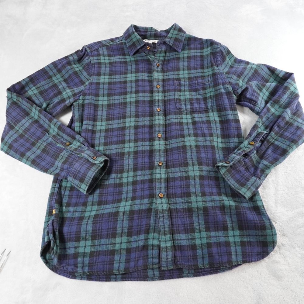 Alex Mill Flannel Button Down Shirt M Plaid Blue Green Cotton Heritage Classic - Picture 8 of 12